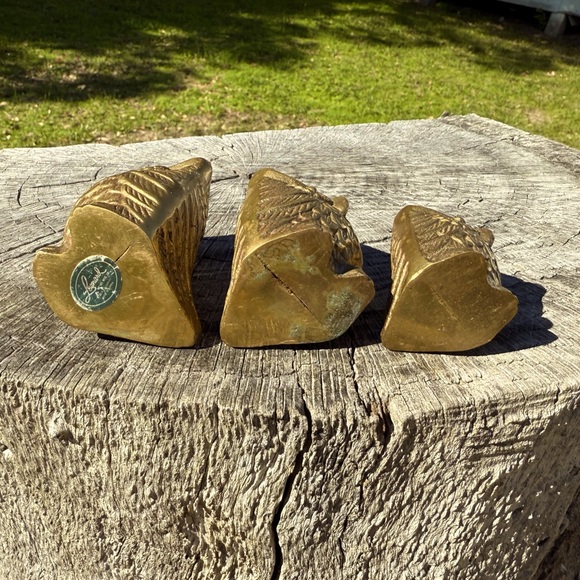Set of Three Vintage Brass Owls - Picture 3 of 4